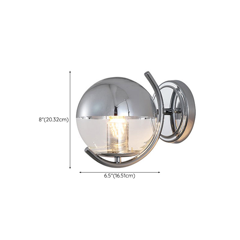 Modern Wall Mounted Light 1 Light Metal Flush Mount Wall Sconce in Silver Finish