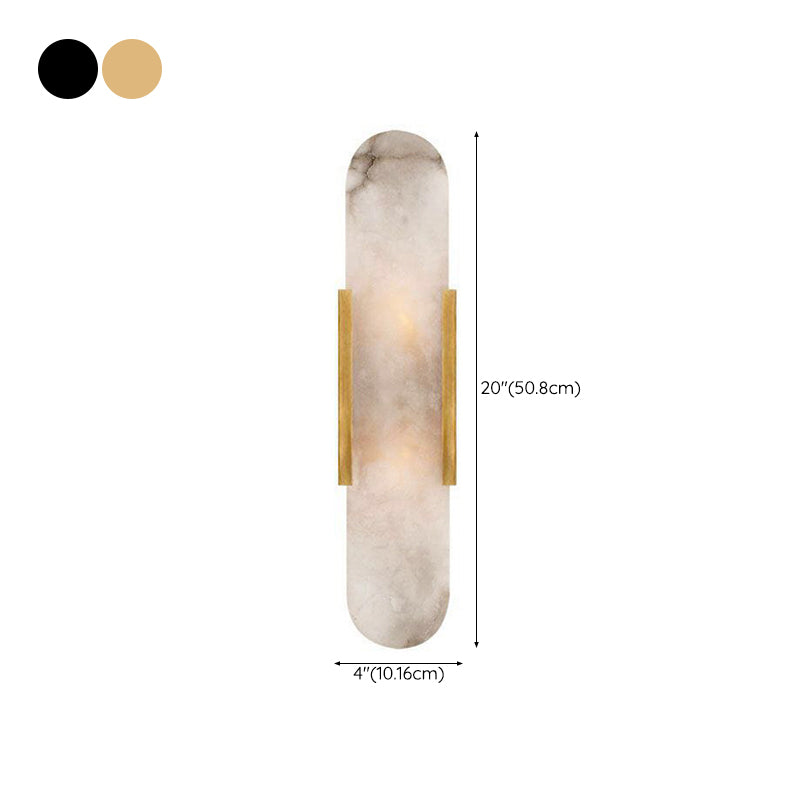 Modern Wall Mounted Light 2 Lights Stone Flush Mount Wall Sconce