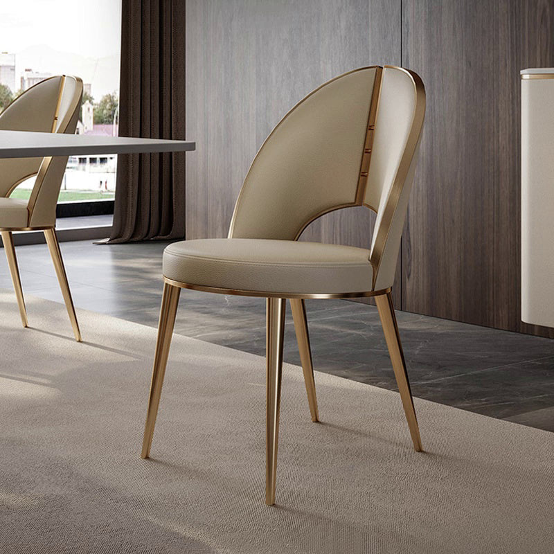 Glam Style Side Chair Leather 4 Legs Dining Chair for Dining Room