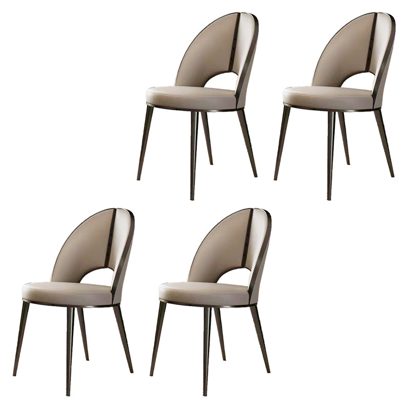 Glam Style Side Chair Leather 4 Legs Dining Chair for Dining Room
