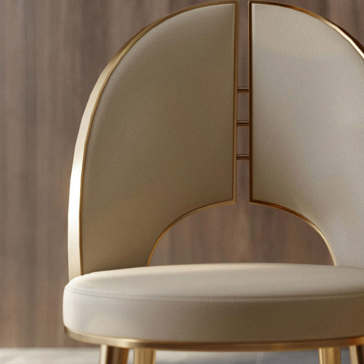 Glam Style Side Chair Leather 4 Legs Dining Chair for Dining Room