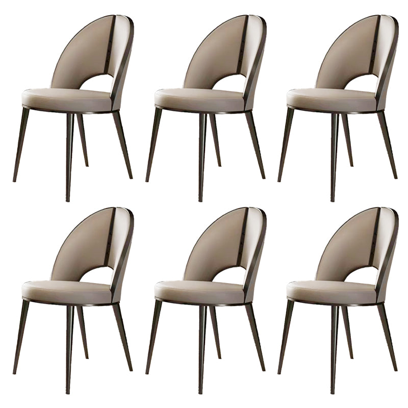 Glam Style Side Chair Leather 4 Legs Dining Chair for Dining Room
