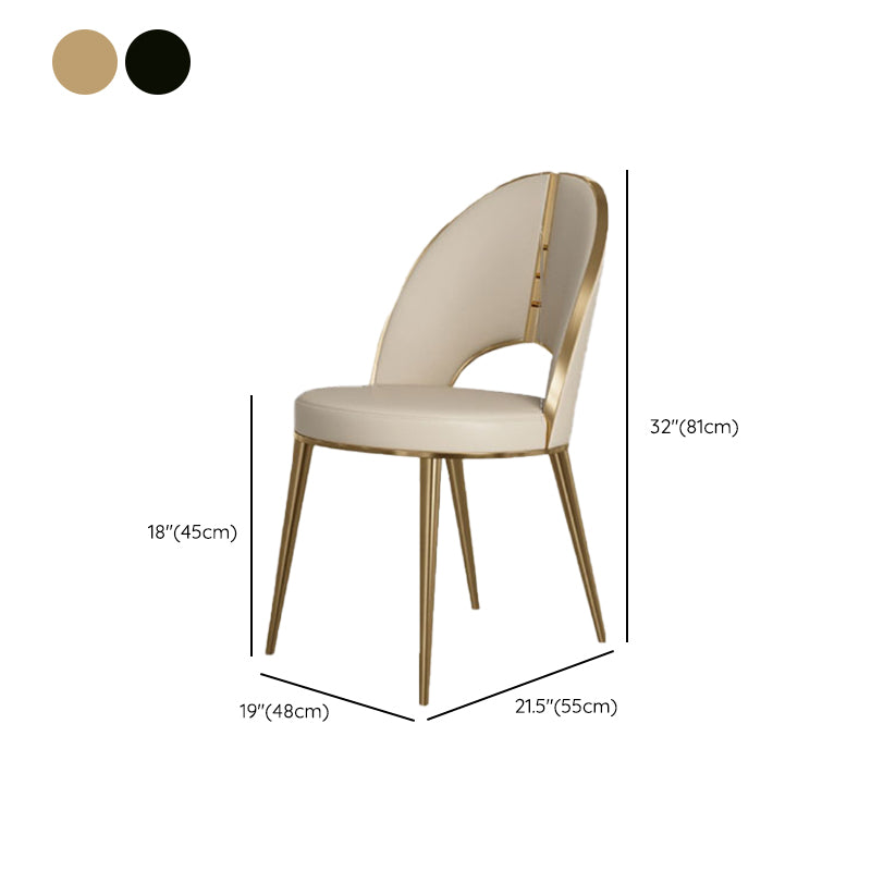 Glam Style Side Chair Leather 4 Legs Dining Chair for Dining Room