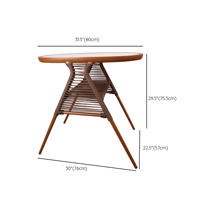 Modern Stone Chat Table Outdoor Water Resistant Patio Table with with Aluminum Legs
