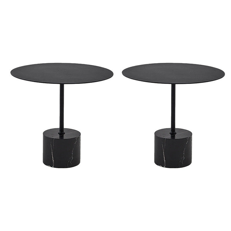 Black End Slide Table Round Living Room Pedestal Marble Corner Table