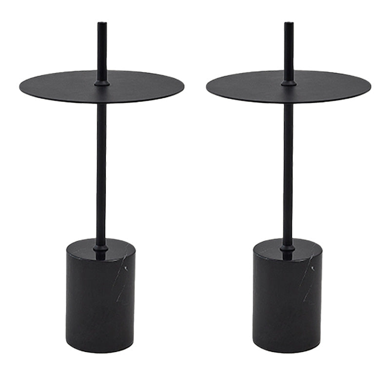 Black End Slide Table Round Living Room Pedestal Marble Corner Table