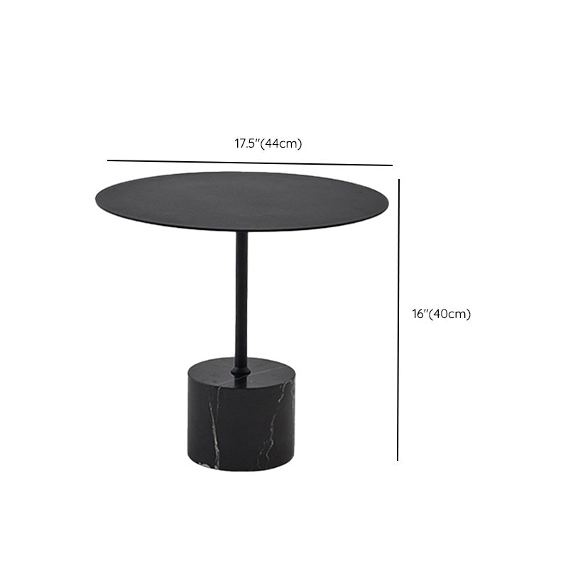 Black End Slide Table Round Living Room Pedestal Marble Corner Table