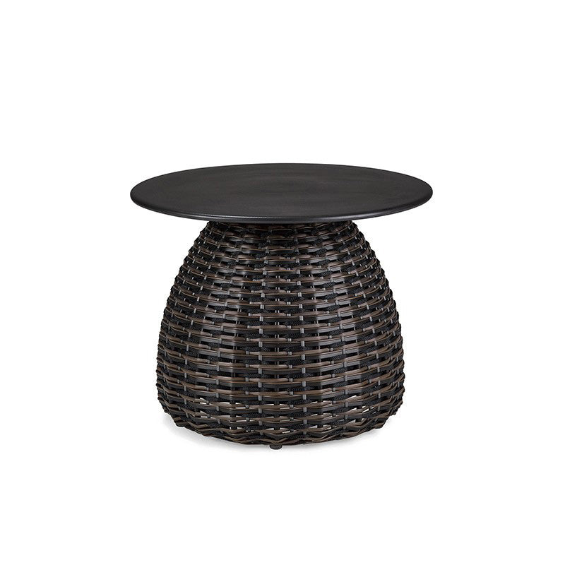 Modern Rattan Side Table Outdoor Patio Table with Aluminum Frame