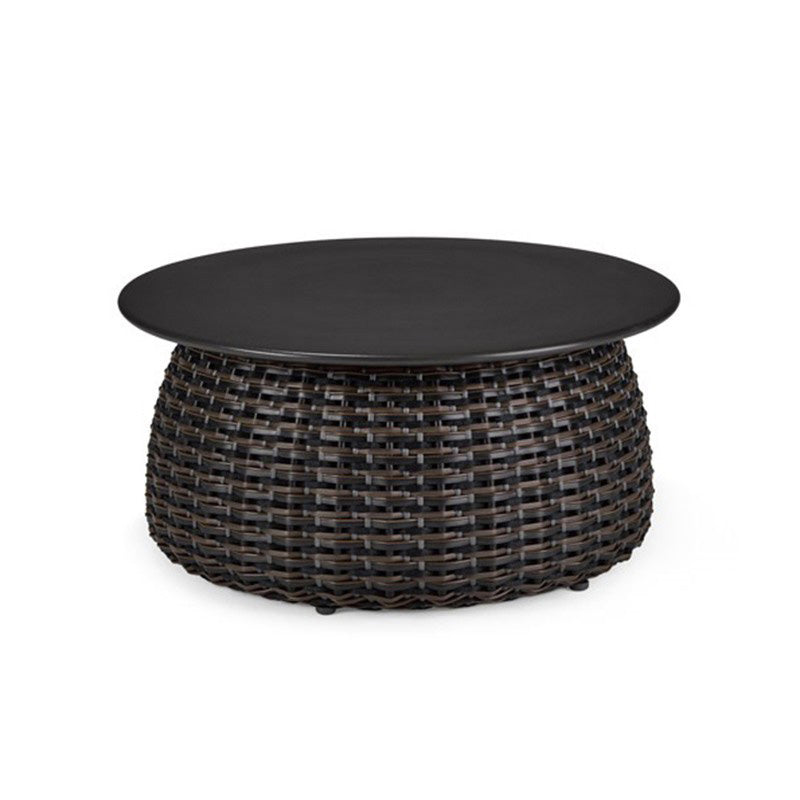 Modern Rattan Side Table Outdoor Patio Table with Aluminum Frame