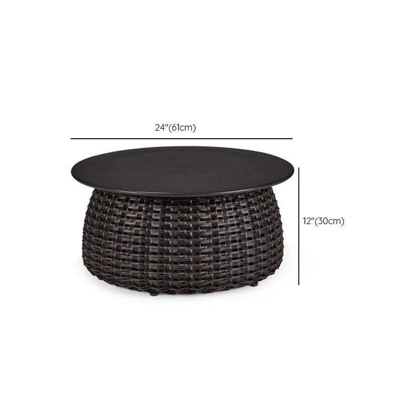 Modern Rattan Side Table Outdoor Patio Table with Aluminum Frame