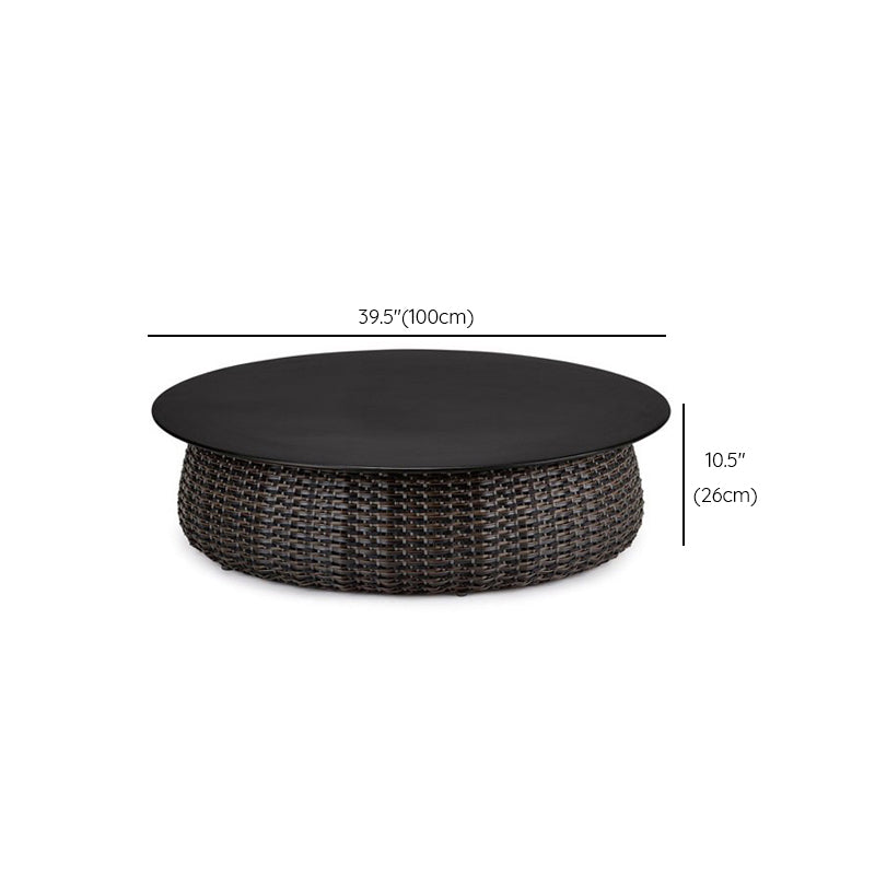 Modern Rattan Side Table Outdoor Patio Table with Aluminum Frame