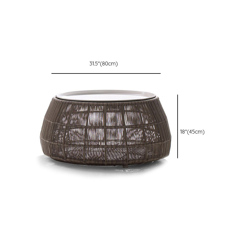 Modern Rattan Side Table Outdoor Patio Table with Aluminum Frame