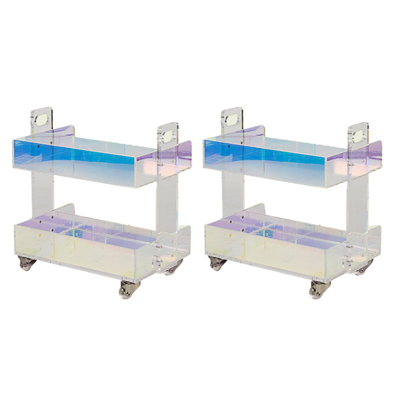 Modern Acrylic Rectangular End Table Double Tier Corner Table with Storage