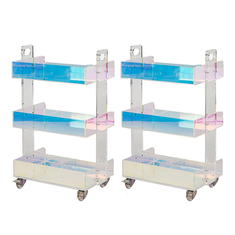 Modern Acrylic Rectangular End Table Double Tier Corner Table with Storage