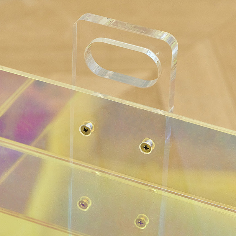 Modern Acrylic Rectangular End Table Double Tier Corner Table with Storage