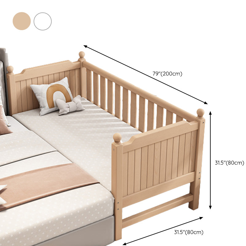 Farmhouse Beech Nursery Bed Solid Wood Baby Crib with Guardrails