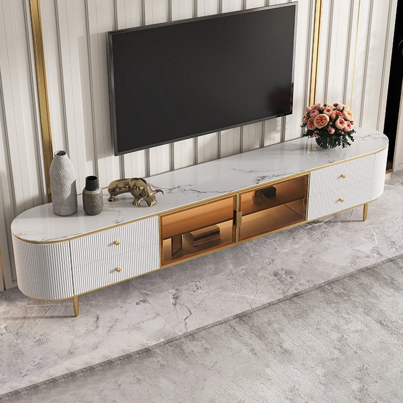 Glam TV Media Console Enclosed Storage Stand Console with Drawers