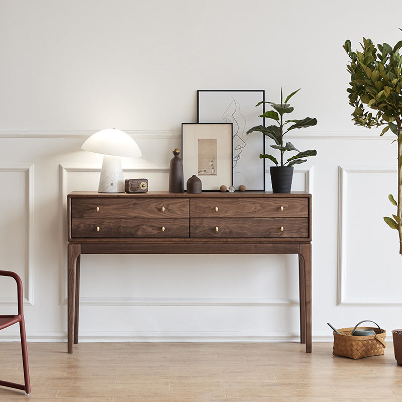 Rectangle Shape Contemporary Console Table with 4-Drawers Stone Console Sofa Table