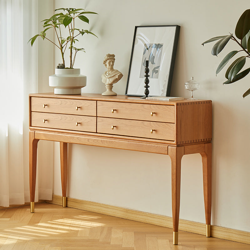 Rectangle Shape Contemporary Console Table with 4-Drawers Stone Console Sofa Table