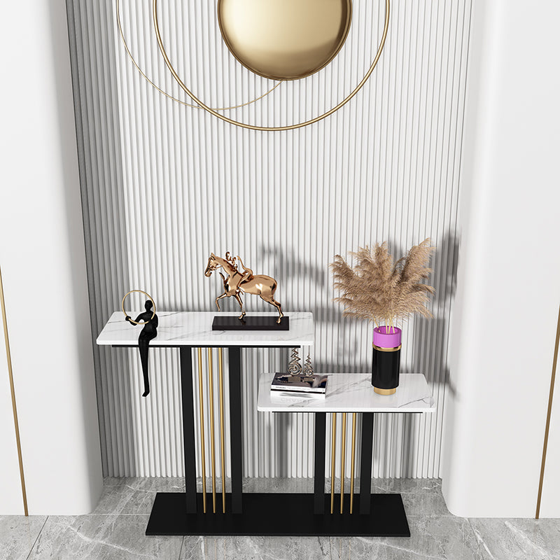 Rectangle Shape Contemporary Console Table Stone Sofa Table in White