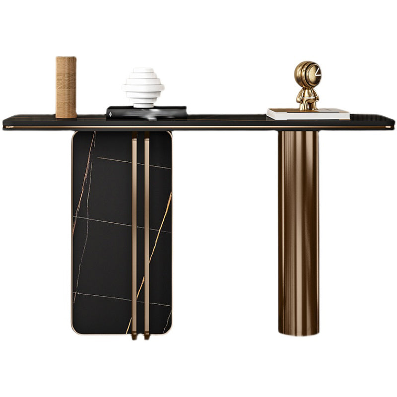 Rectangle Shape Contemporary Console Table Stone Sofa Table in Black/Grey