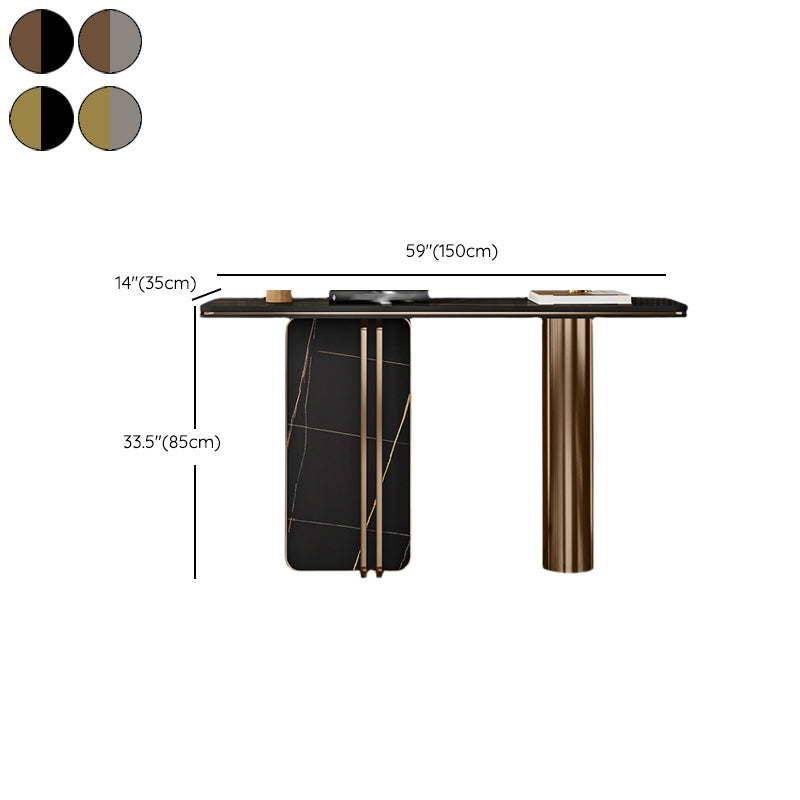 Rectangle Shape Contemporary Console Table Stone Sofa Table in Black/Grey