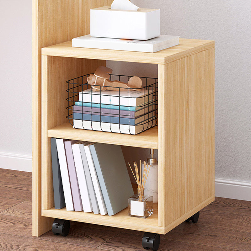 Modern Style Bookshelf Wooden Open Back Bookcase with Caster Wheels for Home
