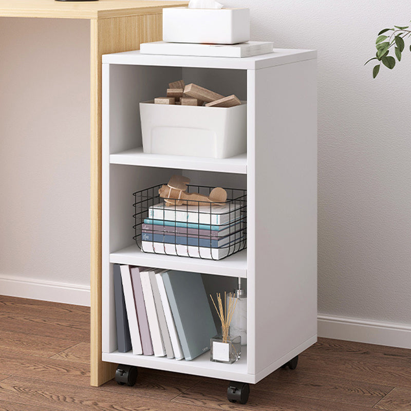 Modern Style Bookshelf Wooden Open Back Bookcase with Caster Wheels for Home