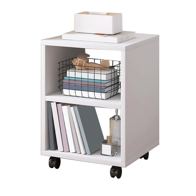 Modern Style Bookshelf Wooden Open Back Bookcase with Caster Wheels for Home