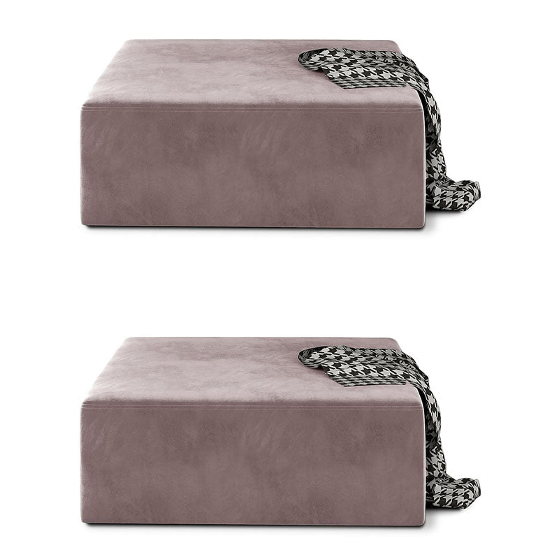 Modernism Pouf Velvet Upholstered Square Ottoman for Living Room