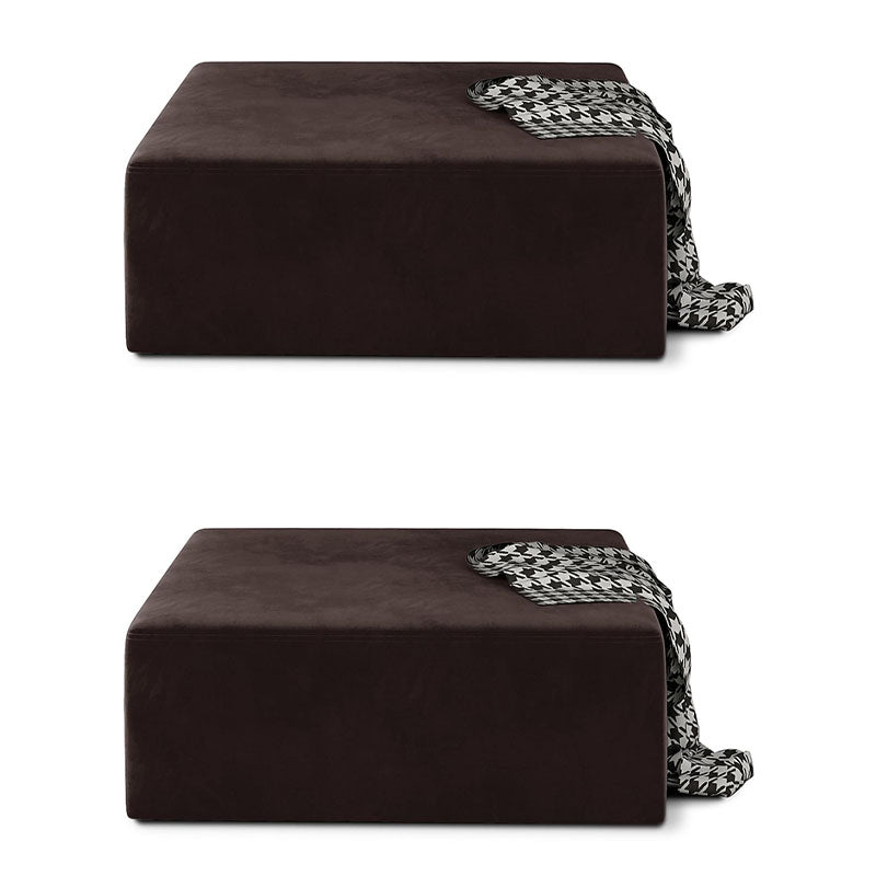 Modernism Pouf Velvet Upholstered Square Ottoman for Living Room