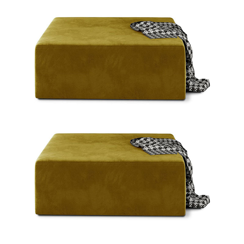 Modernism Pouf Velvet Upholstered Square Ottoman for Living Room