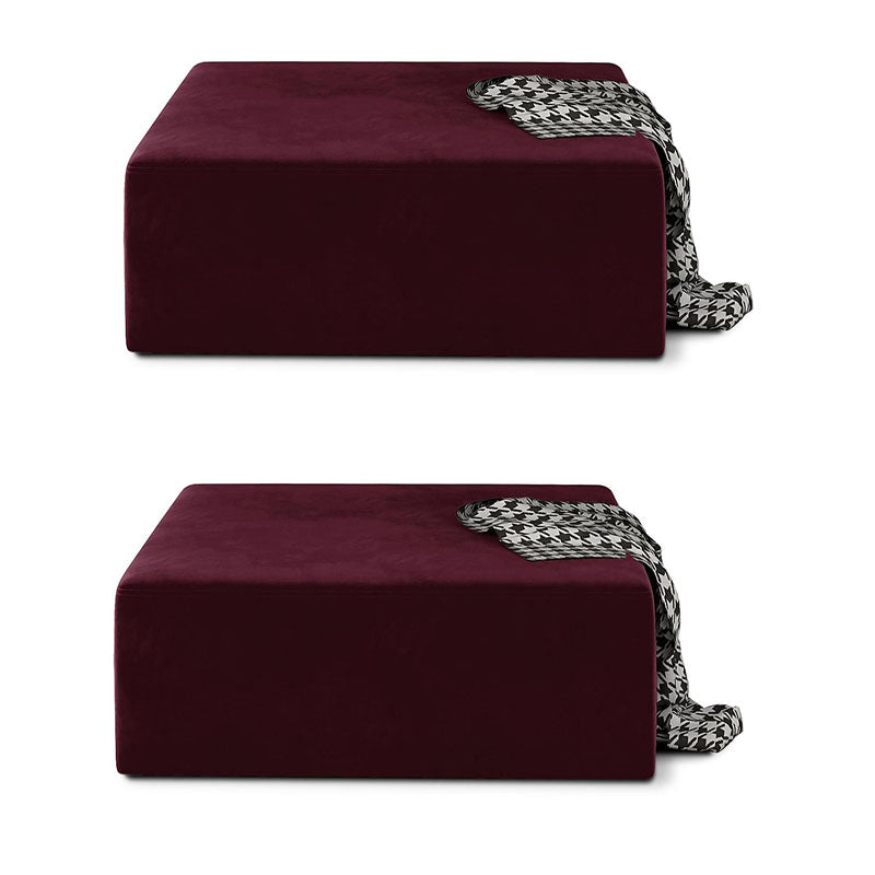 Modernism Pouf Velvet Upholstered Square Ottoman for Living Room