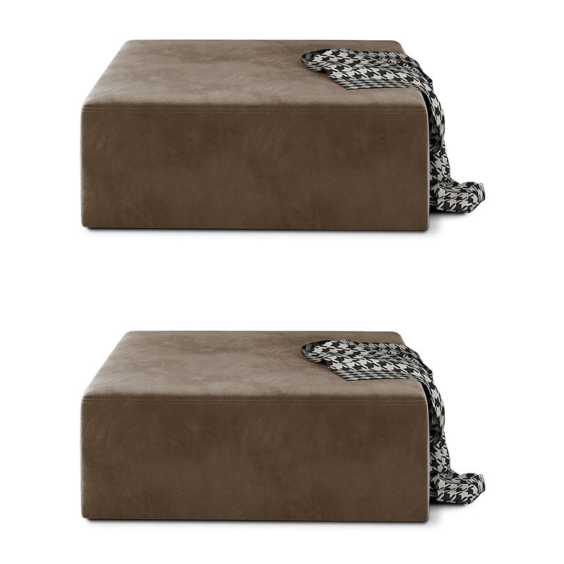 Modernism Pouf Velvet Upholstered Square Ottoman for Living Room