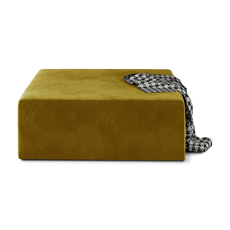 Modernism Pouf Velvet Upholstered Square Ottoman for Living Room