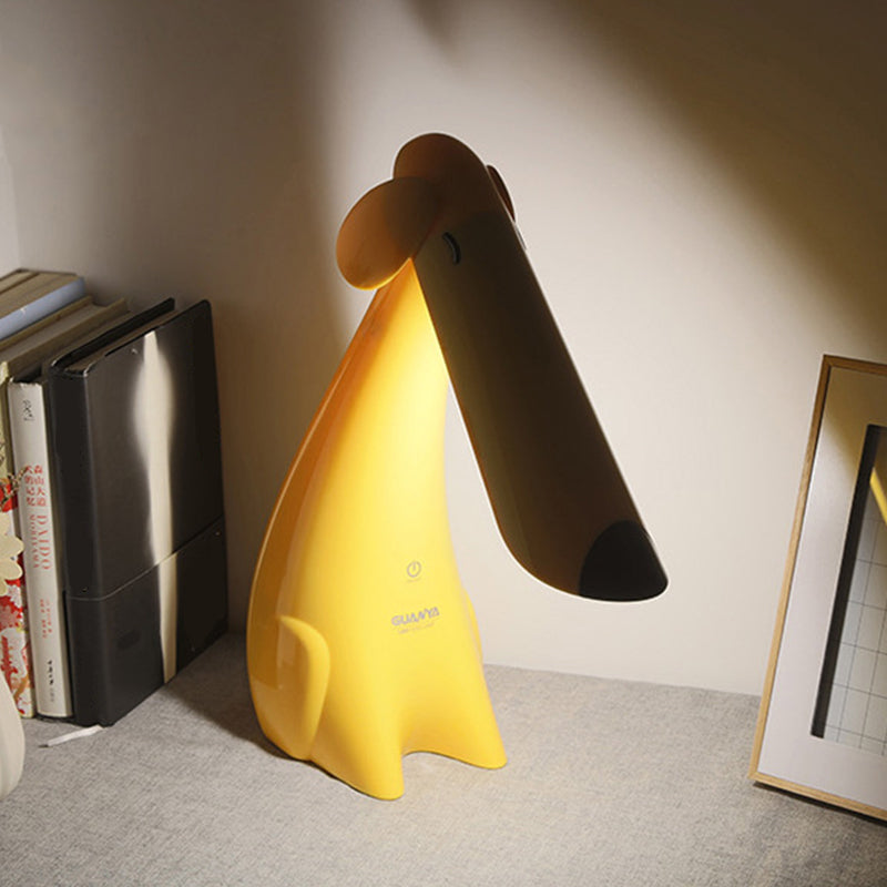 Toucher le gradation en doggy doggy caricaille légère LAMPE LED jaune en plastique avec design rotatif pour la chambre pour enfants