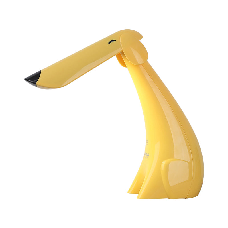 Touch Dimmer Doggy Study Light Cartoon Plastic Yellow LED Desk Lamp with Rotatable Design for Kids Room