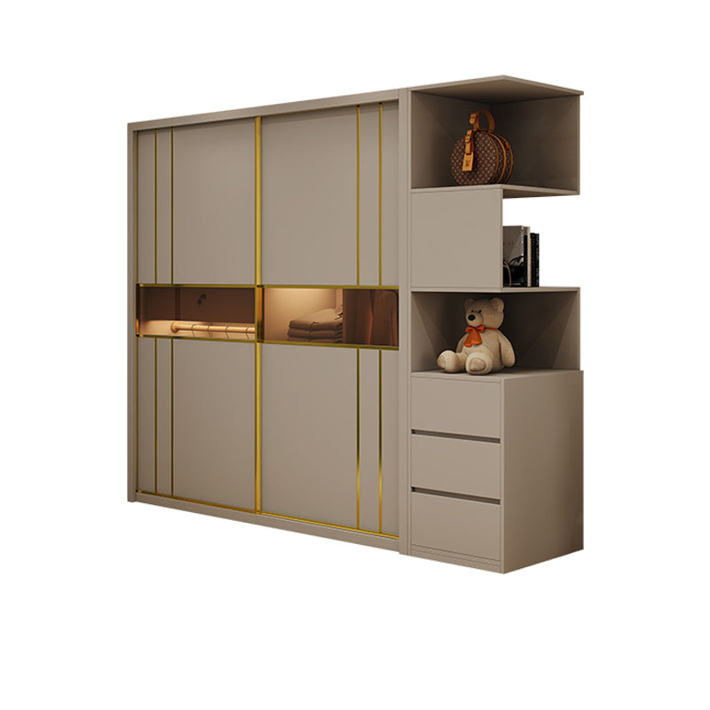 Modern Sliding Door Wardrobe Cabinet Bedroom Wooden Storage Armoire