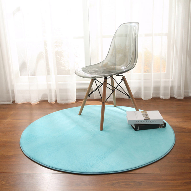 Round Area Carpet Living Room Solid Color Rug Non-Slip Backing Casual Polyster Indoor Rug