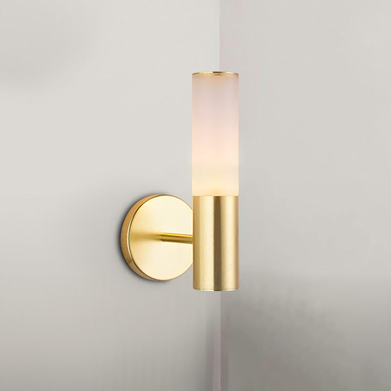 Frosted Glass Tube Reading Wall Lighting Post Modern 1 Light Gold LED Wall Mounted Lamp