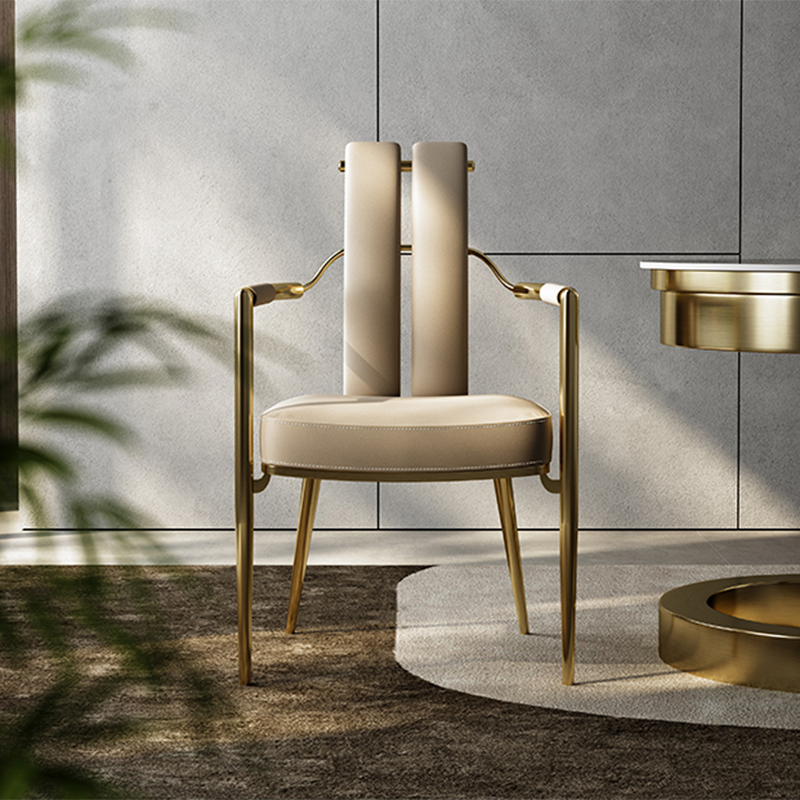Modern Style Arm Chair Open Back Metal Dining Accent Chair for Home