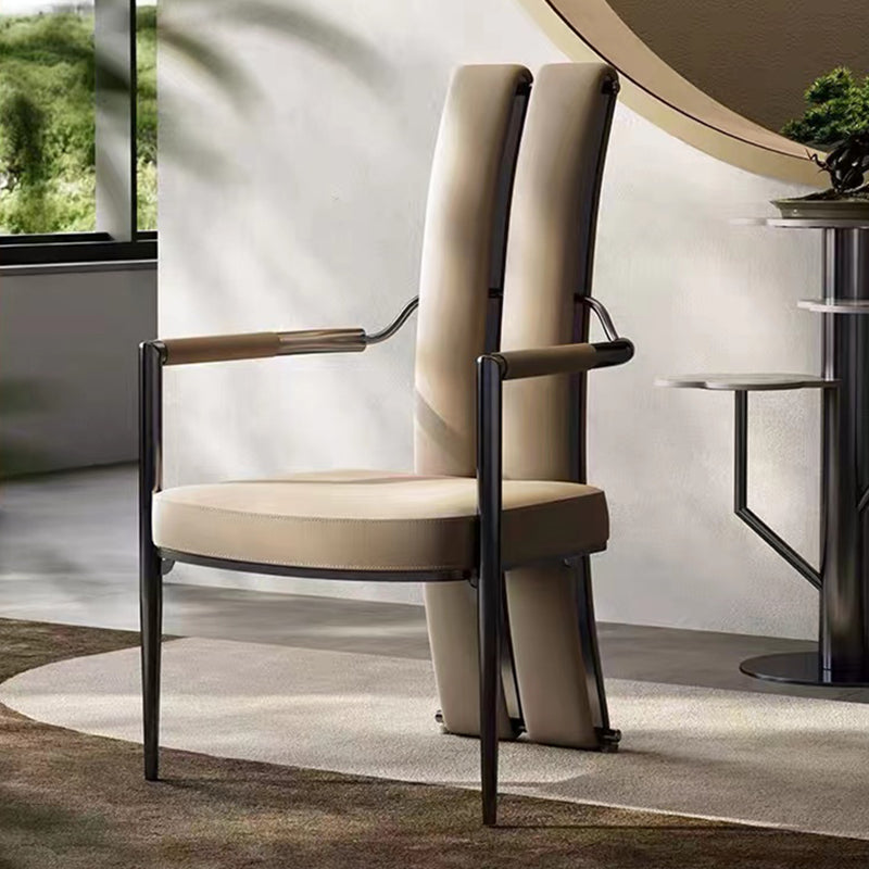 Modern Style Arm Chair Open Back Metal Dining Accent Chair for Home