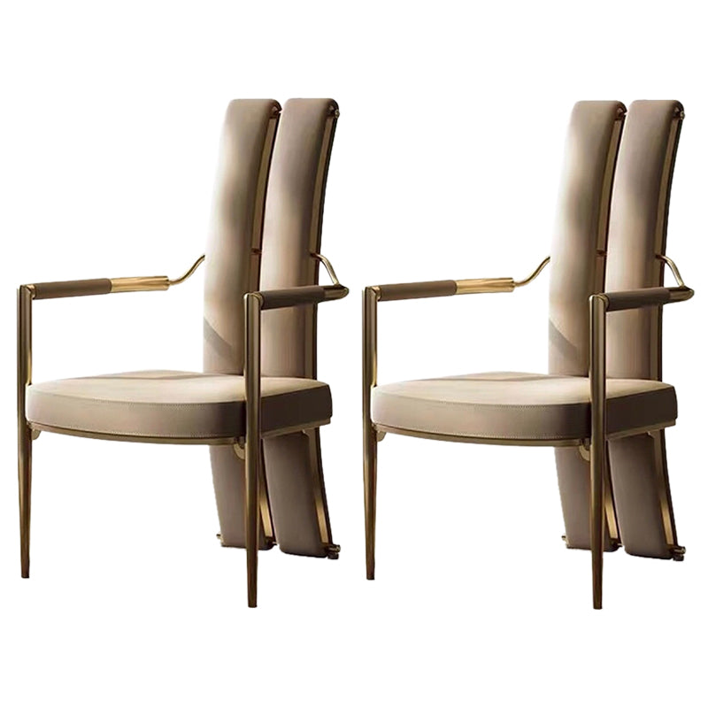 Modern Style Arm Chair Open Back Metal Dining Accent Chair for Home