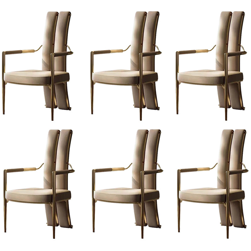 Modern Style Arm Chair Open Back Metal Dining Accent Chair for Home