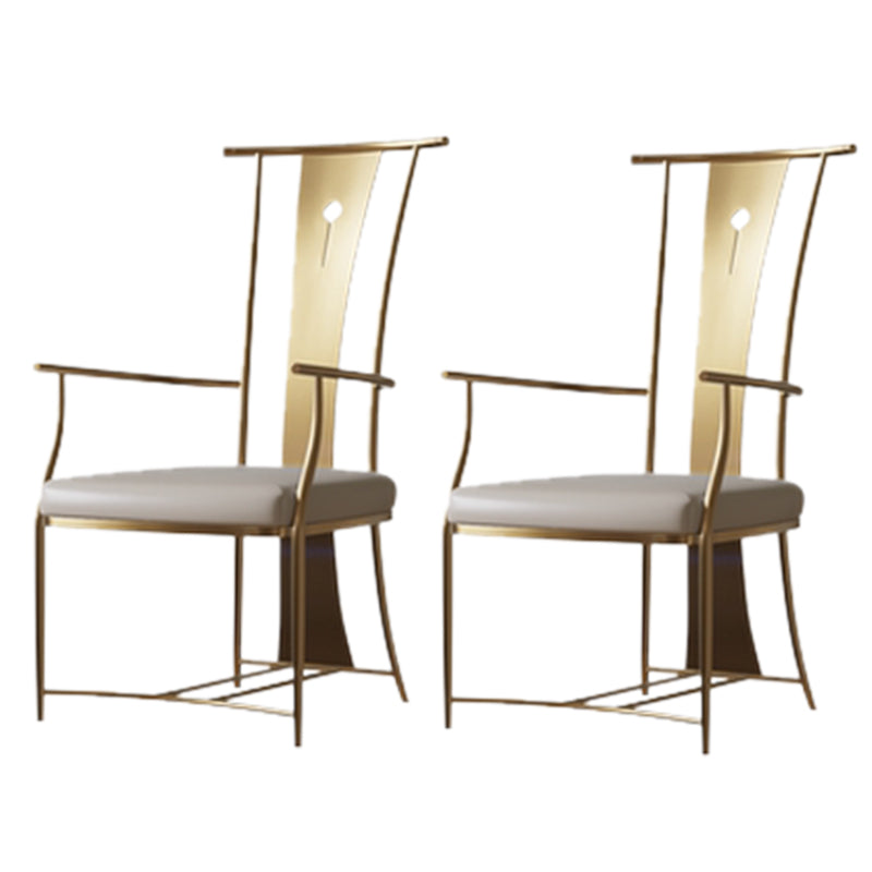 Modern Style Arm Chair Open Back Metal Dining Accent Chair for Home