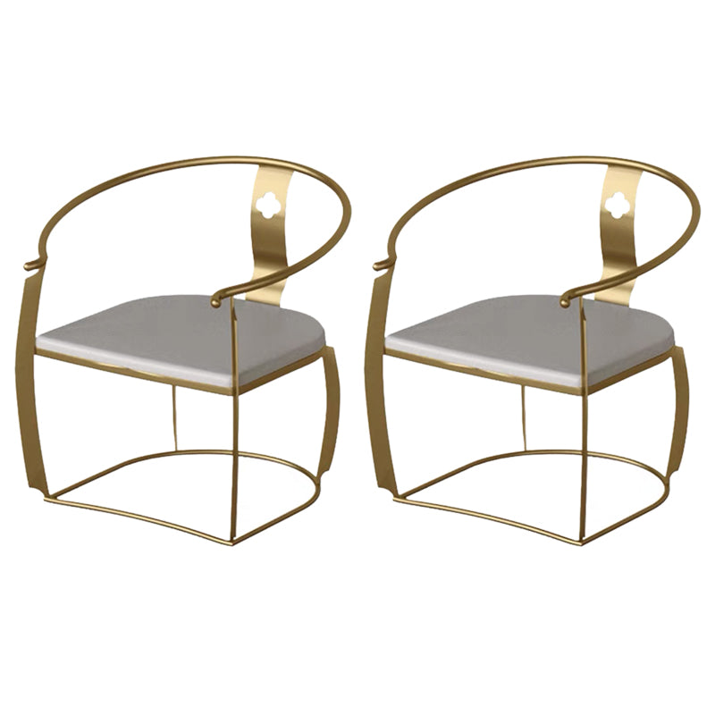 Modern Style Arm Chair Open Back Metal Dining Accent Chair for Home