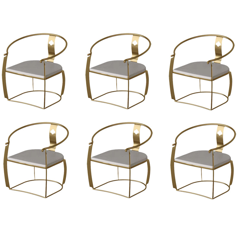 Modern Style Arm Chair Open Back Metal Dining Accent Chair for Home