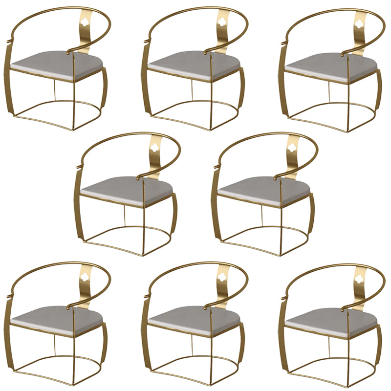 Modern Style Arm Chair Open Back Metal Dining Accent Chair for Home