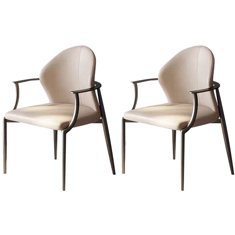 Modern Style Arm Chair Open Back Metal Dining Accent Chair for Home