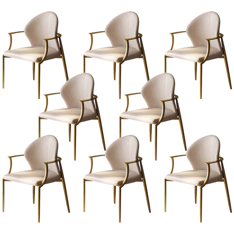 Modern Style Arm Chair Open Back Metal Dining Accent Chair for Home